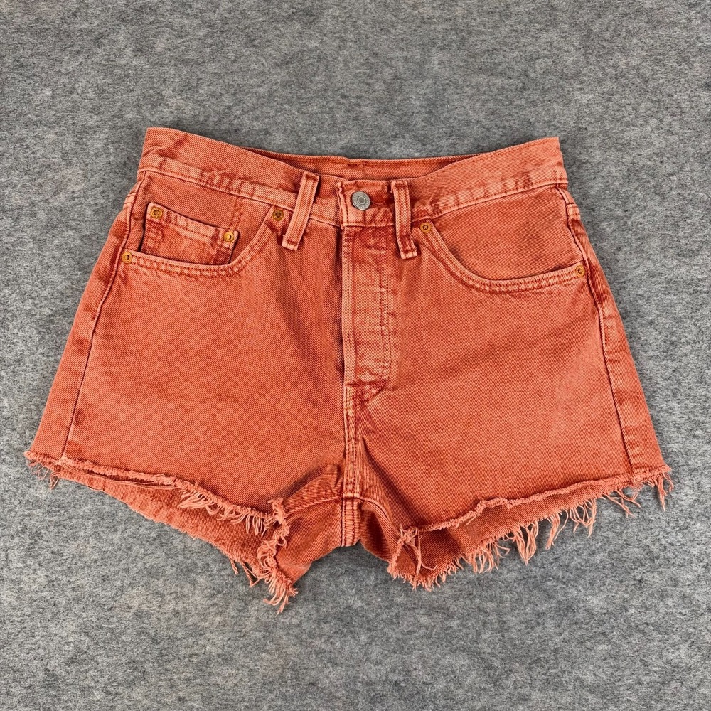 Levi's Premium 501 Original High Rise Cutoff Denim Shorts 2" Orange Womens 27